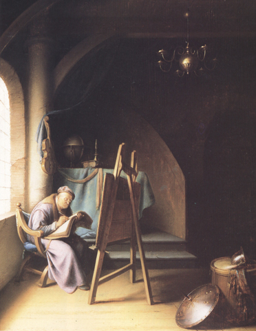 Gerrit Dou A Man writing in an Artist's Studio (mk33)